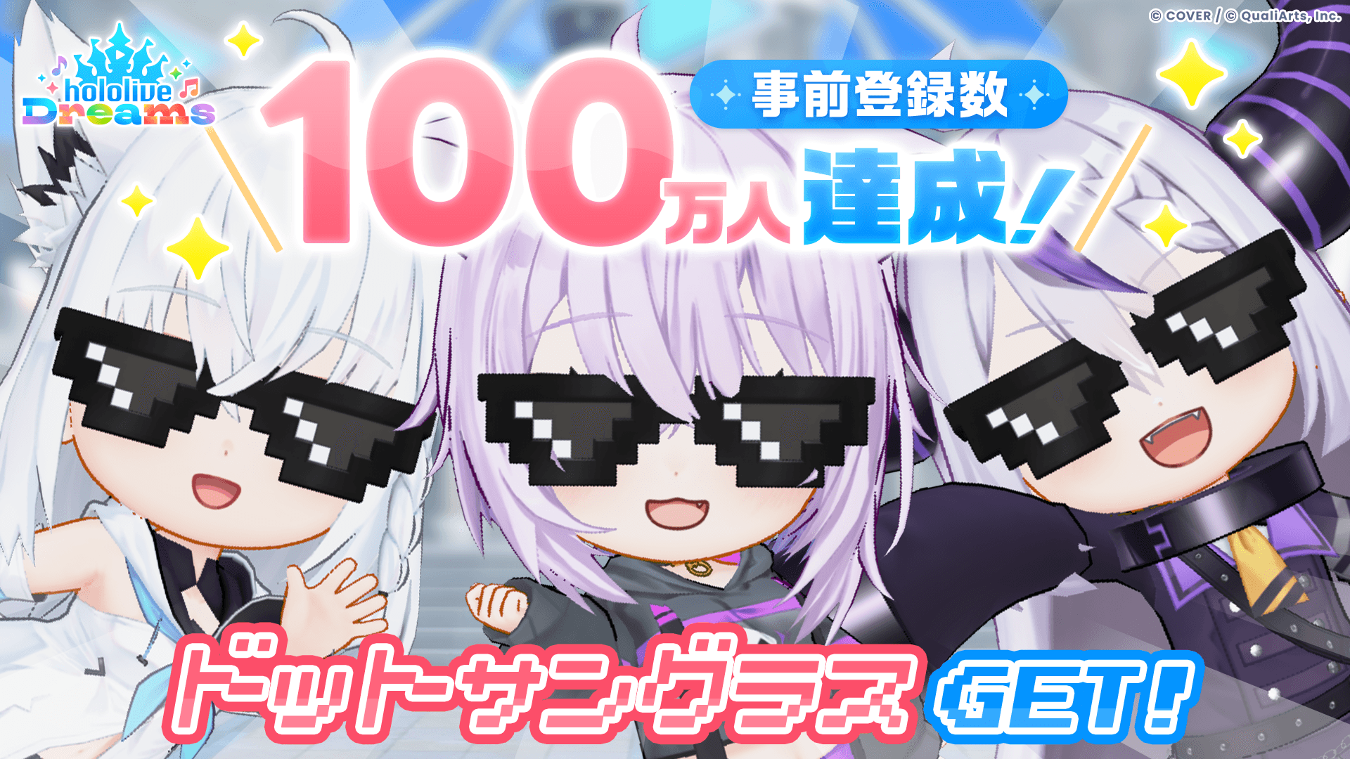 QualiArtsとカバーが共同開発する「ホロライブ」初のスマホゲーム『hololive Dreams』（略称「ホロドリ」）が全世界*で事前登録数100万人を突破！ ～新エリア「メガスフィア」の公開とホロドリ初のゲーム企画を告知！ 新たな事前登録キャンペーンの追加報酬も発表～